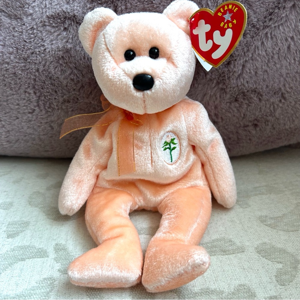 Ty Beanie Baby Peach Dearest 2001  Bear NWT